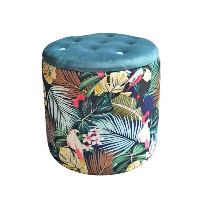 China Laynsino Tropical Style Upholstered Storage Stool With Colorful Lid Round Ottoman Stool for sale