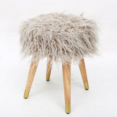 China stool home & High Quality Durable Laynsino Ottoman Wood Stool Faux Fur Soft Stools for sale