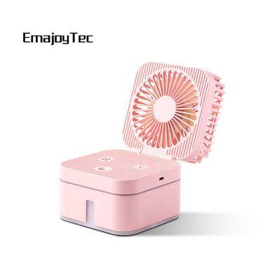 China Exquisite Small Portable Water Spray Mist Cooler Desktop Hotel Hand Held Performance Fan With LED Light for sale