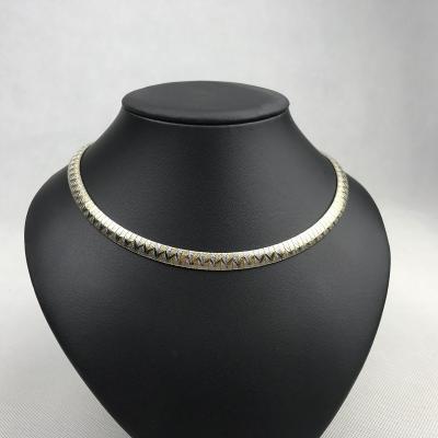 China Fashionable Stainless Steel Jewelry Two Color 18K Gold Tone Half Round Wave Snake Chain Choker Necklace Collar Necklace for sale