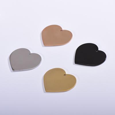 China Fashion Stainless Steel Empty Heart Shape Charm for Custom Engravable Logo Jewelry Making Love Pendant for Necklace Bracelet for sale