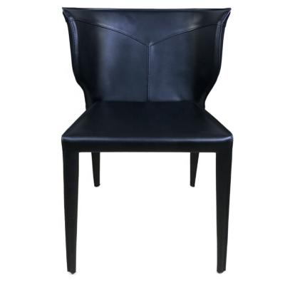 China Free Sample Modern Black PU Leather Saddle Leather Dining Chairs 6 Chairs French Style Dining Chair for sale