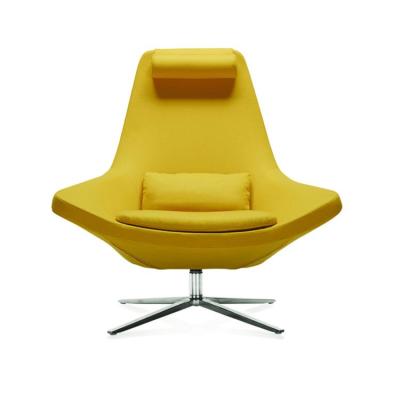 China Yellow Fabric Lounge Chair Extendable High Back Four Star Leg Leisure Chair For Living Room And Office for sale