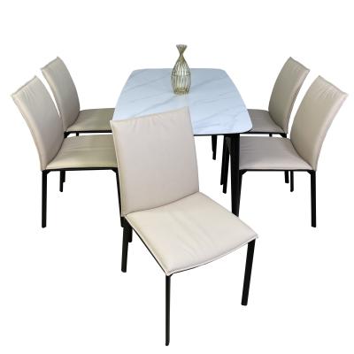 China (Other) New Style Adjustable Dining Table Set 6 Seater Light Gray Chairs for sale