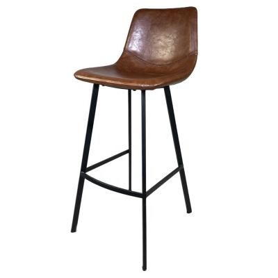 China Hot Selling Elegent Look Italian Metal Product High Brown Leather Stool Bar Chair For Chair Modern Luxury Wholesale for sale