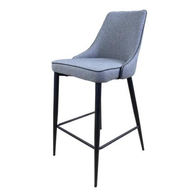 China Free Sample Retro Modern Denim Fabric Commercial Bar Stool With Black Metal Legs for sale