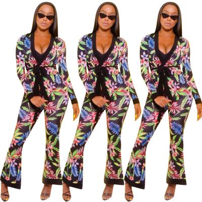 China GX8010Y Fall 2021 QUICK DRY Women Clothes Casual Two Piece Pants Set Printed Long Sleeve 2 Piece Outfits for sale