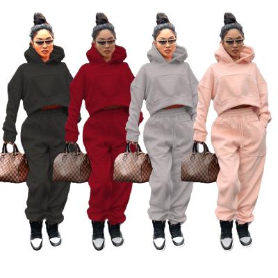 China New GX2178 Custom Made QUICK DRY Women's Sweatsuit Solid Color Set Winter and Autumn Tracksuits Two Piece Jogging Set for sale