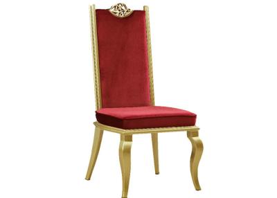 China YLX-8008 Golden Iron Leg with Red Fabric Cover Lounge Dining Chair for sale