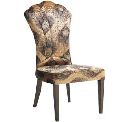 China YLX-8016 Wood Paper Finish Peacock Pattern Fabric Dining Restaurant Chairs for sale