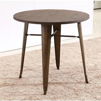 China YLX-1021 Wood Round Table with Steel Leg for Restaurant for sale