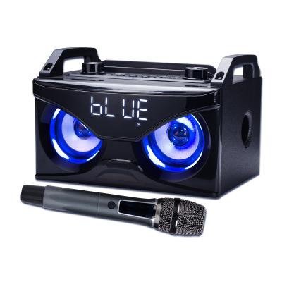 China New Design Fancy Boombox Plastic Plants Led Lights Tooth Blue Outdoor Party Portable Karaoke Speaker for sale