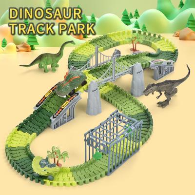 China Double 176PCS Toy Best Gifts Dinosaur Tracks Slot Car Educational Creative Configuration Electric Building Race Track For Kids for sale