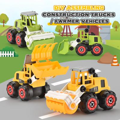 China Children Action Ability Diy Disassembly Assembly Engineering Vehicles Series Dump Truck Friction Practicing Car Toy For Kid for sale