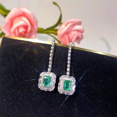 China CLASSIC Design Luxury Women's Emerald Earrings Real Gold Jewelry Pure 18k Gold Earrings for sale