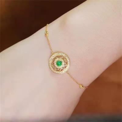 China CLASSIC Women's Jewelry Wholesale Real Natural Gold Bracelets Emerald Diamond Bracelet 18k for sale