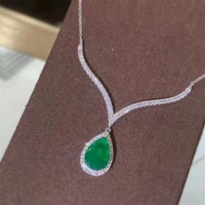 China Wholesale Hot Sale Classic Jewelry CLASSIC Emerald Stone Necklace Real Gold 18k Pure Gold Necklace for sale