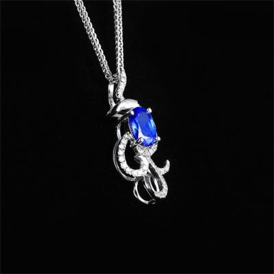 China Natural Blue Gemstone Sapphire Jewelry Real Pure Fine Custom Made 18k Gold Necklace Wholesale CLASSIC for sale