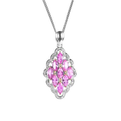 China Real Stone Pure Pink High Quality Cute Sakura Natural Sapphire Necklace Jewelry Diamond 18K Gold for sale