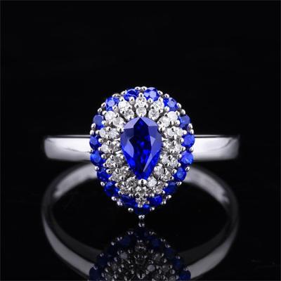 China Wholesale New Design CLASSIC Diamond Rings Pure Gold Blue 18K Fashion Adjustable Diamond Rings for sale