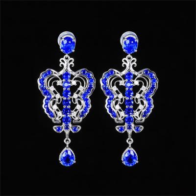 China New Wholesale CLASSIC Gold Diamond Stud Drop Sapphire Earrings Fashion Design Women Jewelry Earings 18K Soild for sale