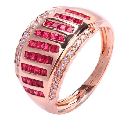 China Ring Natural Ruby Real 18k Solid Gold Fashionable Vintage Wholesale Price Jewelry Rings For Women for sale