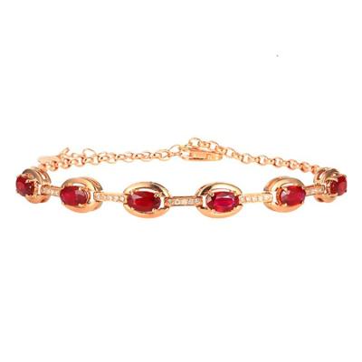 China Beautiful FASHIONABLE 18k Gold Natural Ruby Bangle Jewelry Bracelet High Quality Heart Gemstone Bracelet for sale