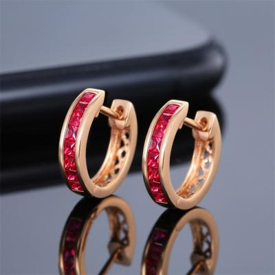 China CLASSIC Genuine Ruby Real Diamond Earring 18k Gold Jewelry Earrings Gemstone For Women for sale