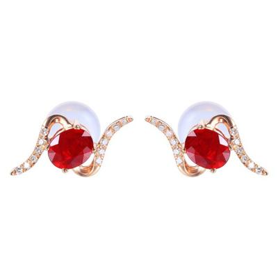 China Beautiful Real CLASSIC Natural Genuine Ruby Stone Diamond 9k 10k 14k 18k Gold Gemstone Earrings for sale