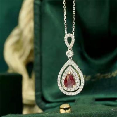 China Vintage Fashion Real Ruby Necklace Real Diamonds Name Luxury Necklace Pure Pure 18k Gold Jewelry for sale