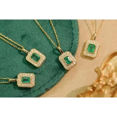 China Wholesale High Quality Green Stone 18K Diamond Real Gold Emerald Necklace from factory TREND for sale