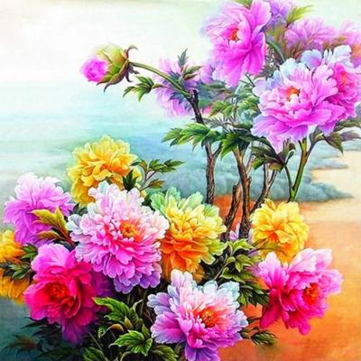 China OEM/ODM 5D Diamond Painting Custom Picture Flower Peony Rose Oil Painting Home Decor Environmental Friendly Painting By Numbers DIY Gift for sale