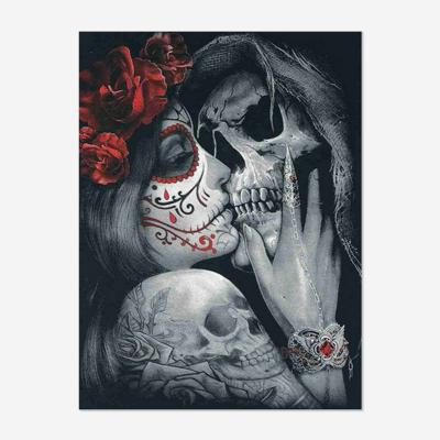 China Skull Lovers Kiss DIY Diamond Painting Custom 5D Full Drill Rhinestone Mosaic Diamond Painting Kit Wholesale Gift for sale