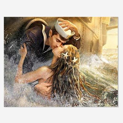 China Wholesale Environmental Friendly Wholesale 5D Diamond Painting Cross Stitch Kits Crew Lovers Kiss DIY Diamond Embroidery Mosaic Picture Gift for sale