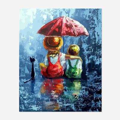 China Canvas Environmental Friendly Modern Mosaic Fashion 5D Diamond Painting Cat Girl Boy Umbrella Full Drill Diamond Painting DIY Cross Stitch Kit for sale