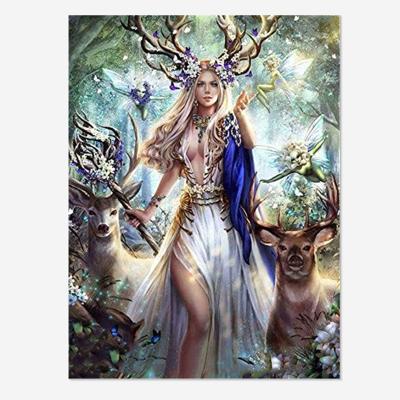 China Eco-Friendly Abstract Rhinestone Kits Diamond Painting 5D Oil Painting Forest Elk Goddess Personality Cross Stitch Home Decor Gift for sale