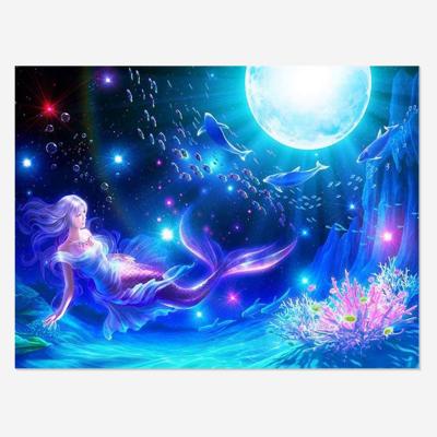 China Environmental Friendly Abstract Rhinestone Cross Stitch Diamond Painting 5D Oil Painting Cartoon Mermaid Dolphin Personality Kits Home Decor Gift for sale