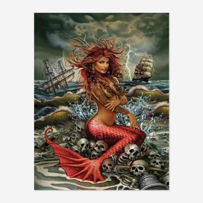 China Environmental Friendly OEM/ODM Customized Full Drill Mosaic 5D Cross Stitch Embroidery Kits DIY Gift Diamond Painting Mermaid Skull Sailboat for sale