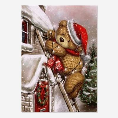 China Full Diamond Painting 5D Picture DIY Embroidery Canvas Home Decor Christmas Snowy Bear Environmentally Friendly Wall Drill for sale