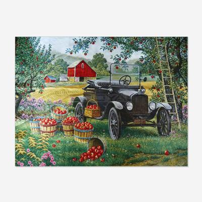 China Diamond Painting Apple Orchard Car Cross Stitch Full Drill Diamond Painting Apple Orchard Car Photo 5D DIY Wall Decor Gift Wholesale Custom Kits for sale