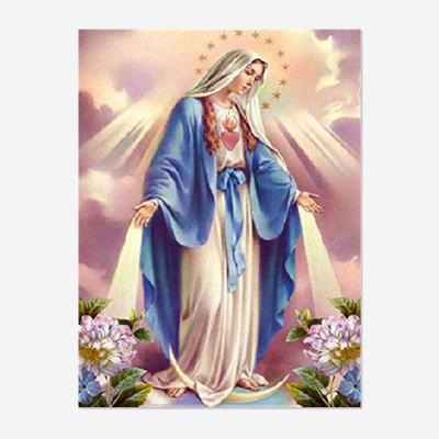 China Full Drill Diamond Painting Virgin Mary Flower Cross Stitch 5D DIY Photo Wall Decor Gift Wholesale Custom Kits Environmental Friendly for sale