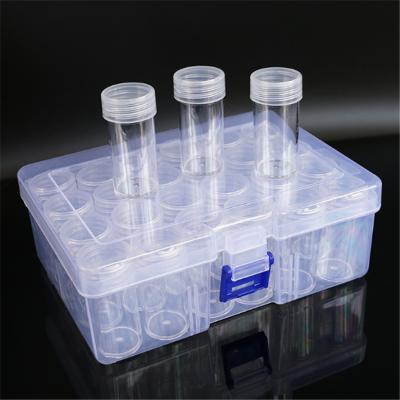 China Environmental Friendly 24 Bottles Storage Boxes Round Bottle+Sticker Diamond Painting Accessories Jewelry Box Sets Nail Tools Plastic Transparent Box for sale