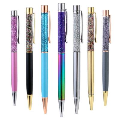 China office & School Pen New Design Rose Gold Aluminum Metal Ball Pen Gift Promotion Floating Pen DIY Glitter Liquid Ballpoint Pens for sale