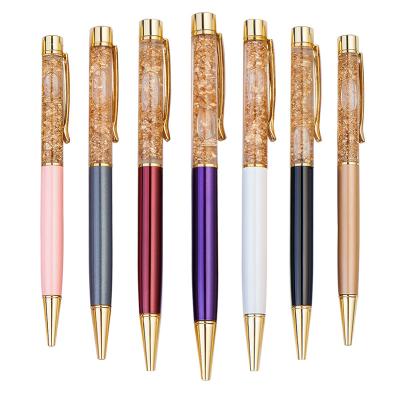 China office & Promotional Metal Sparkle Floating Liquid Gold Ball Pen High Quality Fashion Customized Logo Glitter Oil Stylus School Pen for sale