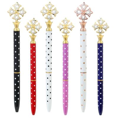 China office & Butterfly Crystal Diamond Shape Metal Ballpoint Pen Four Leaf Clover School Pen With Promotional Custom LOGO For Women for sale