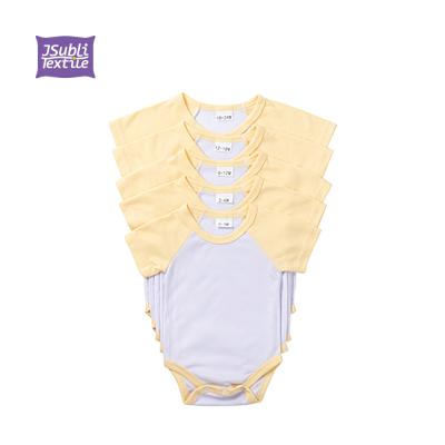 China BestSub Wholesale Custom Yellow Sublimation Baby Onesie Blank 100% Polyester Rompers Short Sleeve Raglan for sale