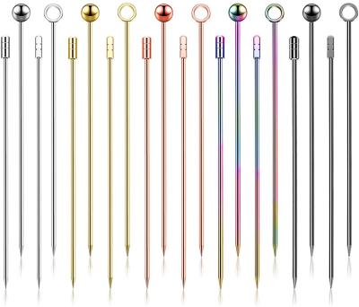 China Stocked 304 Stainless Steel round Beads Metal Bar Tools for Fruit Cocktail & Martini Picks Bar Accessories for sale