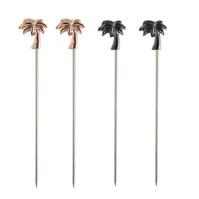 China Stocked China-Made Stainless Steel Martini Cocktail Picks Coconut Tree-Shaped Design for Bartenders Bar Accessories for sale