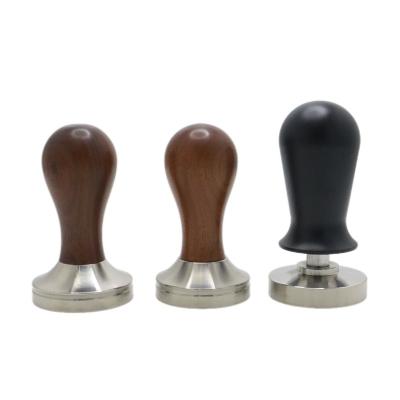 China Stocked Premium 51mm/53mm/58mm Coffee Beans Press Tamper with Wooden Handle and Stainless Steel Hammer Quality Tampers for sale