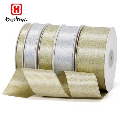 China Factory Hot Selling Personalized Luxury High Tenacity Gift Ribbon Solid Fabric Satin Silk Ribbon Can Custom Printed Logo For Gift Packaging for sale